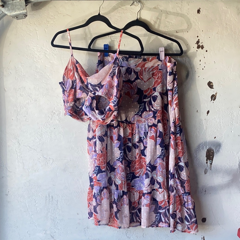 Lulu's Floral Skirt Set in Pink and Purple